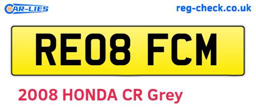 RE08FCM are the vehicle registration plates.