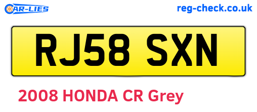 RJ58SXN are the vehicle registration plates.