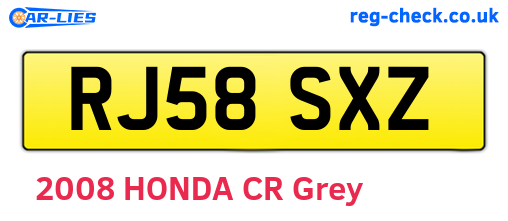 RJ58SXZ are the vehicle registration plates.