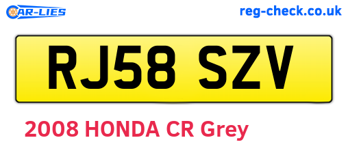RJ58SZV are the vehicle registration plates.