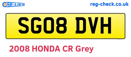SG08DVH are the vehicle registration plates.