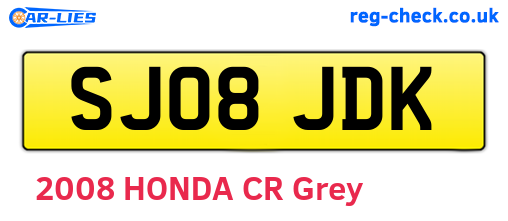 SJ08JDK are the vehicle registration plates.