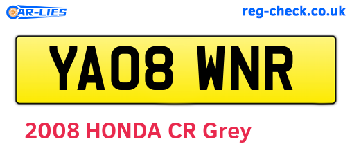 YA08WNR are the vehicle registration plates.