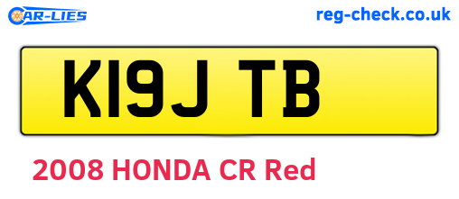 K19JTB are the vehicle registration plates.