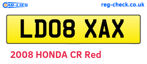 LD08XAX are the vehicle registration plates.
