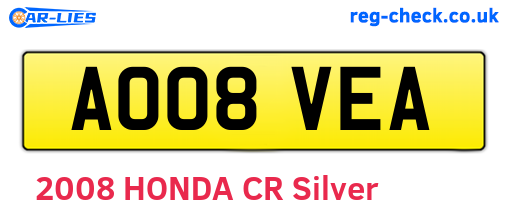 AO08VEA are the vehicle registration plates.