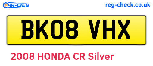 BK08VHX are the vehicle registration plates.