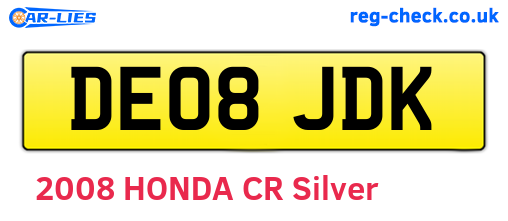 DE08JDK are the vehicle registration plates.