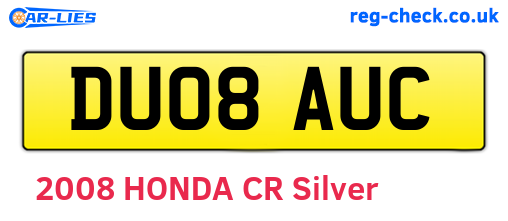 DU08AUC are the vehicle registration plates.