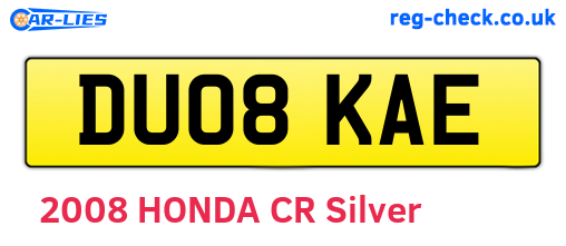 DU08KAE are the vehicle registration plates.