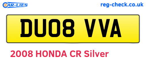 DU08VVA are the vehicle registration plates.