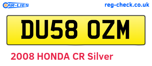 DU58OZM are the vehicle registration plates.