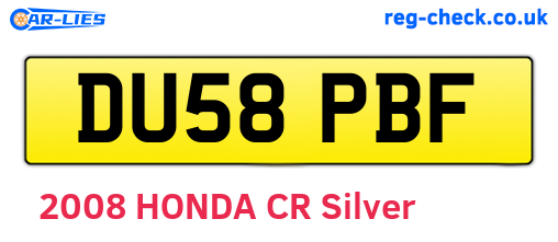 DU58PBF are the vehicle registration plates.