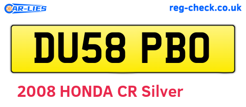 DU58PBO are the vehicle registration plates.