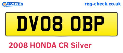 DV08OBP are the vehicle registration plates.