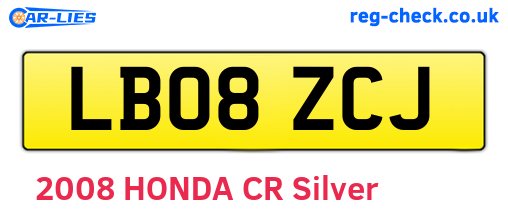 LB08ZCJ are the vehicle registration plates.