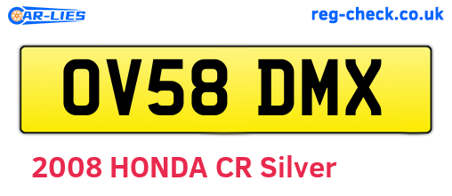 OV58DMX are the vehicle registration plates.