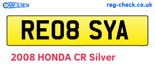 RE08SYA are the vehicle registration plates.