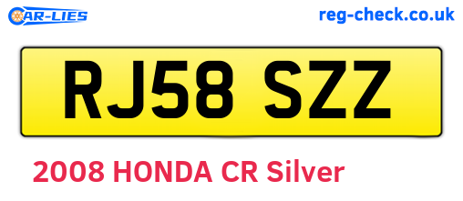 RJ58SZZ are the vehicle registration plates.