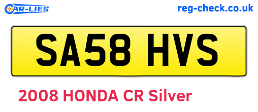 SA58HVS are the vehicle registration plates.