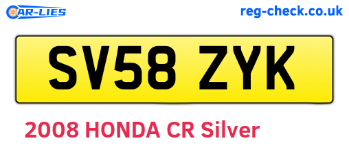 SV58ZYK are the vehicle registration plates.
