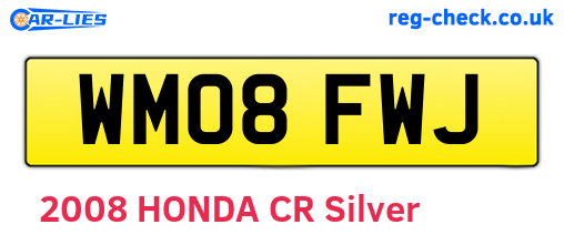 WM08FWJ are the vehicle registration plates.