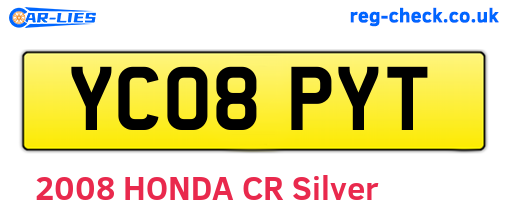 YC08PYT are the vehicle registration plates.