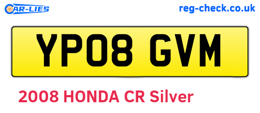 YP08GVM are the vehicle registration plates.