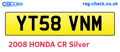 YT58VNM are the vehicle registration plates.