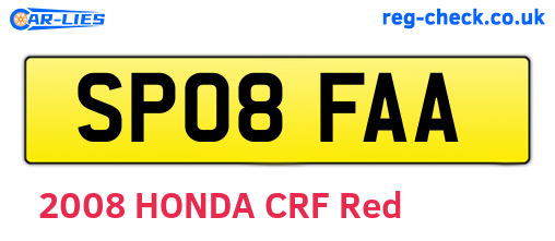 SP08FAA are the vehicle registration plates.