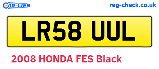 LR58UUL are the vehicle registration plates.