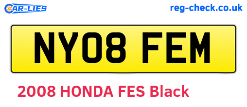 NY08FEM are the vehicle registration plates.