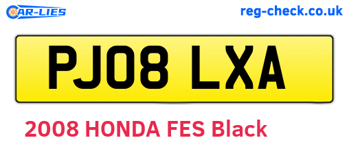 PJ08LXA are the vehicle registration plates.