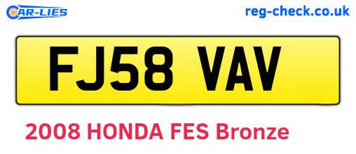 FJ58VAV are the vehicle registration plates.