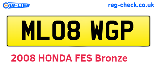 ML08WGP are the vehicle registration plates.