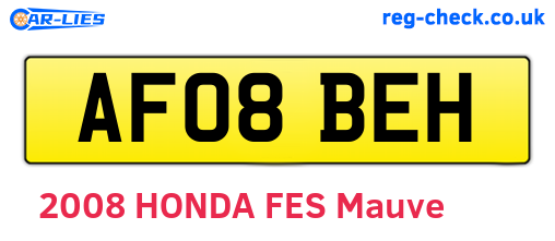 AF08BEH are the vehicle registration plates.