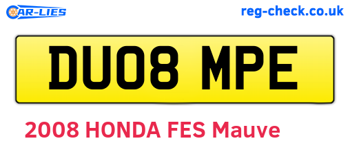 DU08MPE are the vehicle registration plates.