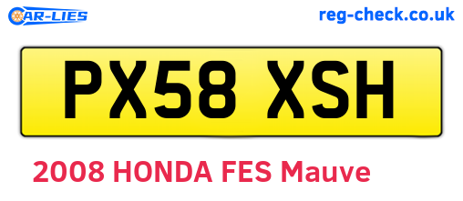PX58XSH are the vehicle registration plates.