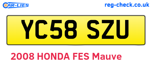 YC58SZU are the vehicle registration plates.