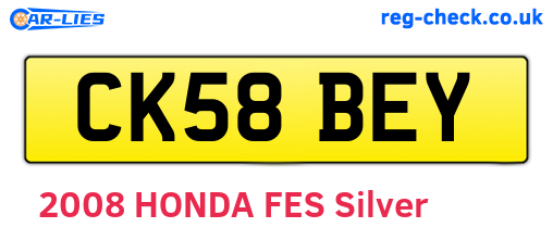 CK58BEY are the vehicle registration plates.