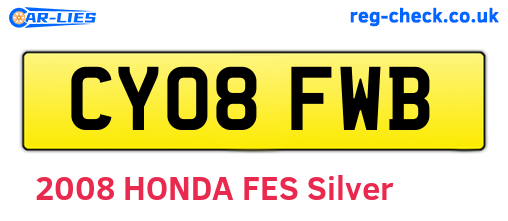 CY08FWB are the vehicle registration plates.