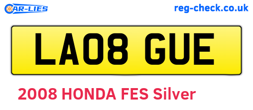 LA08GUE are the vehicle registration plates.