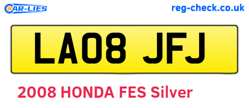 LA08JFJ are the vehicle registration plates.