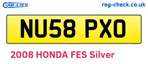 NU58PXO are the vehicle registration plates.