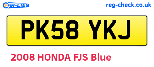 PK58YKJ are the vehicle registration plates.
