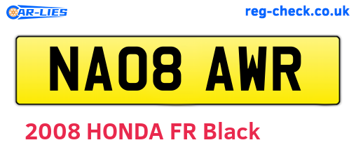 NA08AWR are the vehicle registration plates.