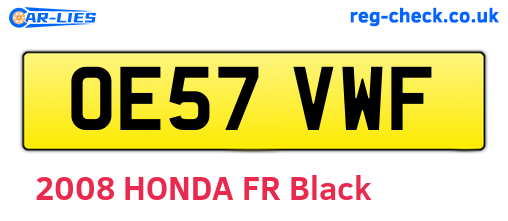 OE57VWF are the vehicle registration plates.