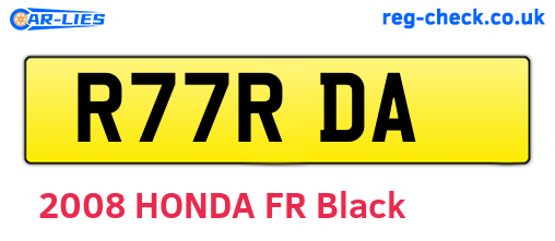 R77RDA are the vehicle registration plates.