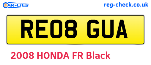 RE08GUA are the vehicle registration plates.