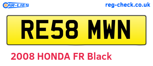 RE58MWN are the vehicle registration plates.